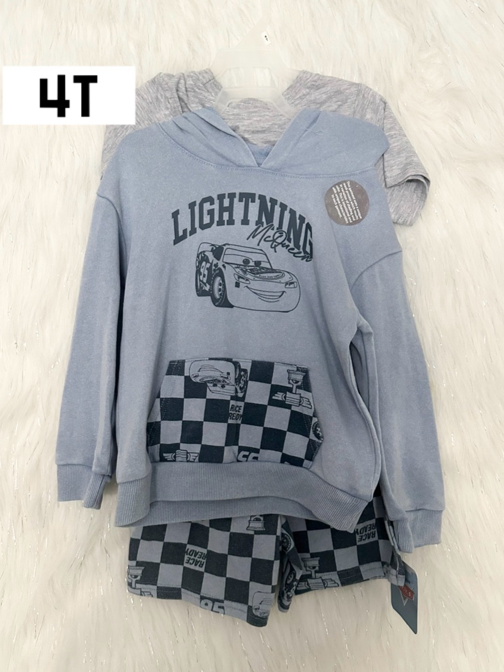 Disney Light Blue Lightning McQueen Hoodie & Shorts Set